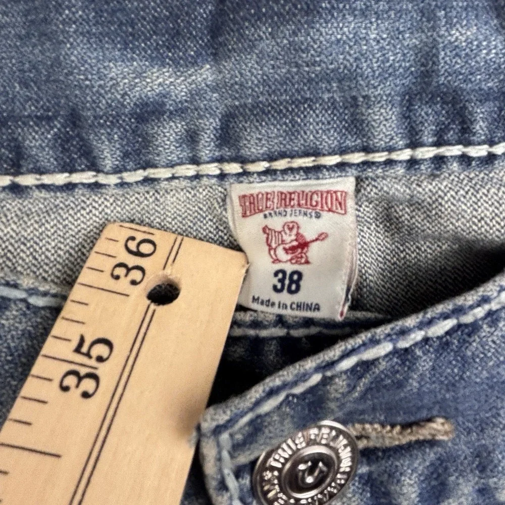 True Religion‎ World Tour Straight Leg Jeans Mens 38 Blue Flap Pocket